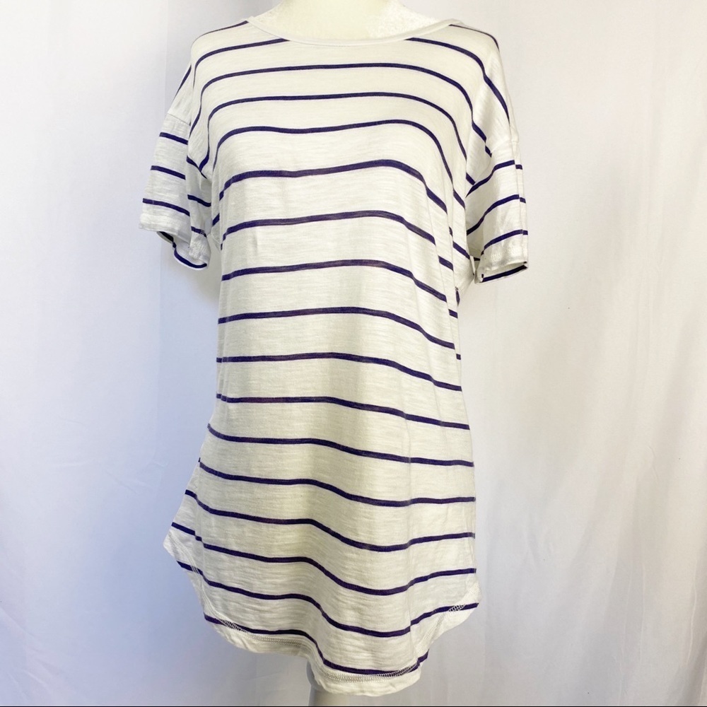 Madewell Women’s White Striped Crew Neck T-Shirt